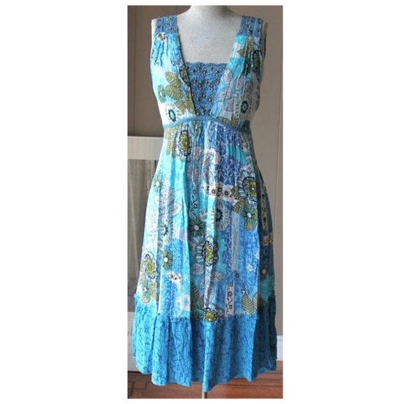 VINTAGE flowy rayon bohemian dress - Picture 1 of 15